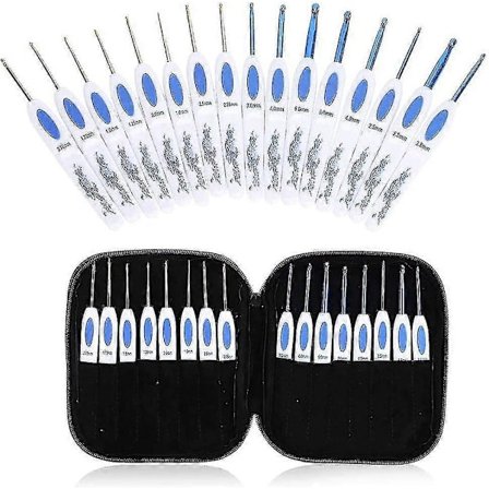 Clover Heklenåler Sett 16 stk Med Bærbar Veske For DIY Håndstrikkekunst For Elskere (blå)