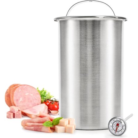 Skinkepresse i rustfritt stål med termometer