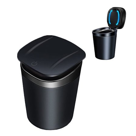 Askebeger – Askebeger med lokk og LED-lys, bærbar bilaskebeger, luktfri, automatisk slukking, bærbar, luktbestandig