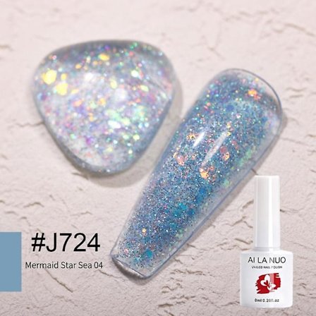 8ml Glitter UV Gel Neglelak Auroras Glitter Sequin Soak Off UV Gel Lak Farverige Negle