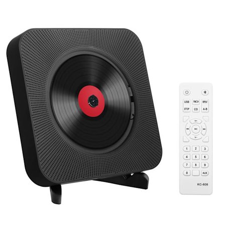 Bærbar stasjonær CD-spiller med Bluetooth – Kpop Music CD-spiller med doble innebygde høyttalere, multifunksjonell veggmontert CD-spiller med 