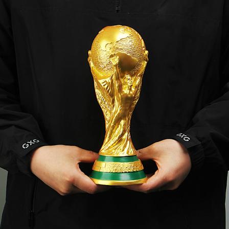 Verdensmesterskap fotballtrofé i harpiks, replikat trofémodell for fotballfans 21 cm