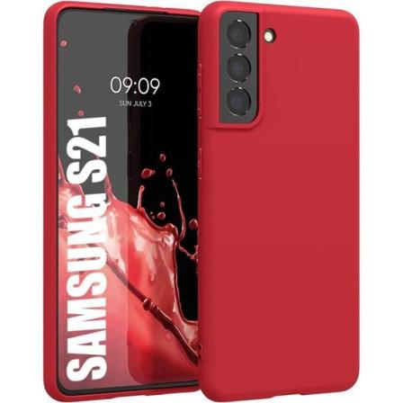 Taske til Samsung S21 - Blød høj-resistent silikone præcis skærende rød Röd