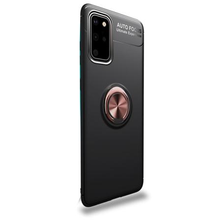 Glatt deksel med ringholder - Samsung Galaxy S20 Plus Svart/Roséguld