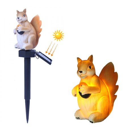 Trädgårdssolcellslampa Utomhusdekor, Harts Ekorre Sol LED L