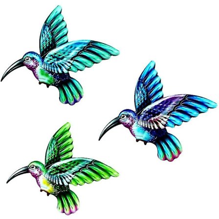 Smidesjärn Hummingbird, utomhusskulpturer Metall Hummingbird Väggkonstverk Av Trädgård Metall Väggkonst Skulpturer Hängande ornament 3st