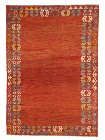 Kilim Afghan Old Style Rug Hand Woven 181X243 Dark Red/Brown Afghanistan