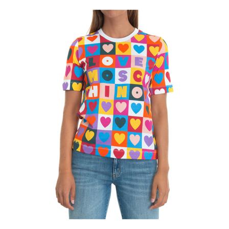Love Moschino Round-necked T-shirt , Blauw , Dames , Maat: S