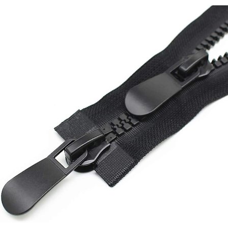 150cm #15 Stor lynlås i plast 2-vejs adskillelig lynlås sort til frakke dunjakke Parka (stor størrelse)