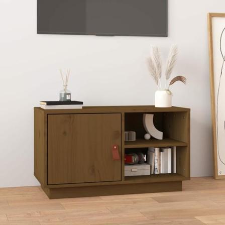 Vidaxl Tv-bänk Honungsbrun 70x34x40 Cm Massiv Furu Brun