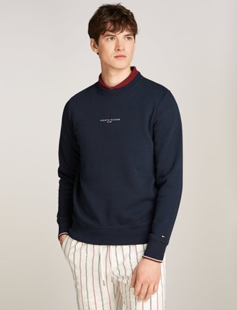 Tommy Hilfiger Tommy Logo Tipped Crewneck - Navy - XXL