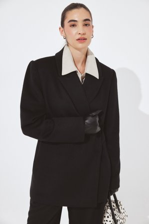 NA-KD Wool Blend Blazer Short Coat - Frakker - Sort - EU 38