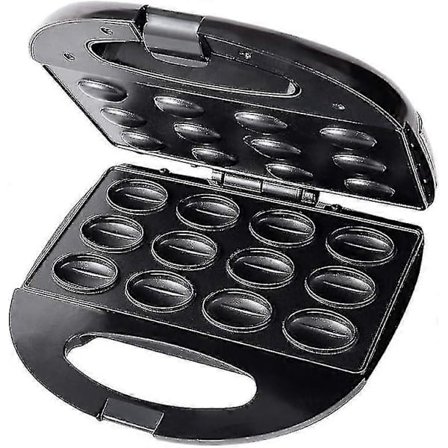 12 Elektrisk Valnødde-Vaffeljern, Multifunktionel Hjemmelavet Frugt-Tørremaskine, Pinjekernejern, Lille Valnøddemaskine, Jordnød, Hasselnød (sort)-