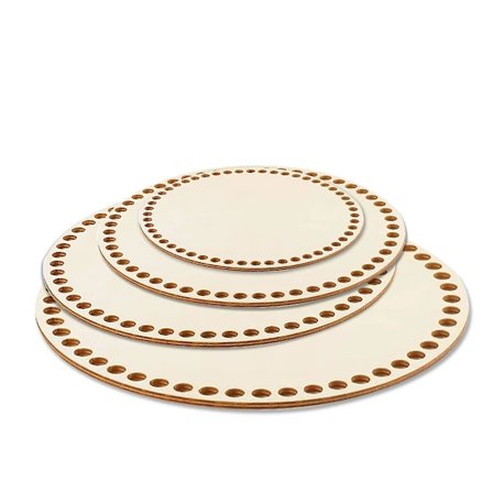 4 stk. Rund Træbund Til Hæklekurv Diameter 10cm/15cm/20cm/25cm Rund Træbund Trækurv Bund