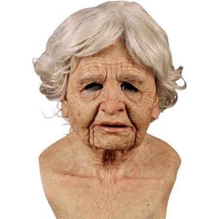 Halloween Gummimaske, Ældre Mand Hovedbeklædning Realistisk Silikonemaskerade Helhoved Besværlig Rekvisit Gammel Kvinde