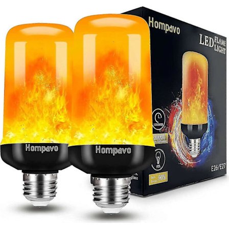 [Oppgradert] LED flammepære, 4 moduser flimrende lyspærer, E26/e27 base flammepære, jul (2 pakning)_Overraskelse
