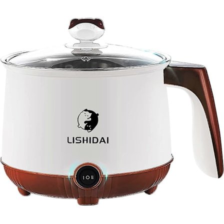 Elektrisk Gryde Mini Gryde Elektrisk Nudelgryde Elektrisk Hot Pot Ramen Gryde Multifunktionel Lille Non-stick Pande 1.8L (Hvid)-WELLNGS