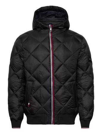 Diamond Quilted Hooded Jacket Foret Jakke Sort Tommy Hilfiger
