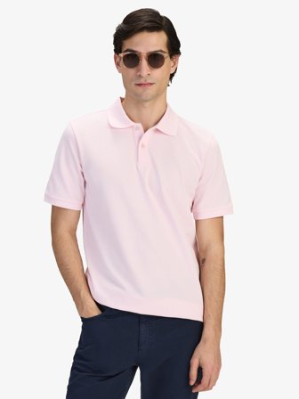 John Henric Men's Rosa Jersey-Poloshirt Baumwolle Size L