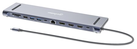 Manhattan Dockingstation 12-in-1 4K 1xHDMI 2xDP 3xUSB-A