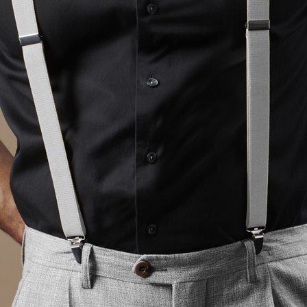 Tirantes finos gris claro para hombres - Tirantes con clip