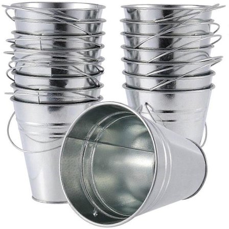 16 st Galvaniserade Metallhinkar