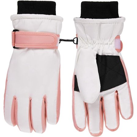 ING MDUG Vinter Skihandsker Hvid og Pink til Drenge og Piger fra 5-9 år Varme Vandtætte og Stænktætte til Skiløb Snowboarding Cykling og Andet