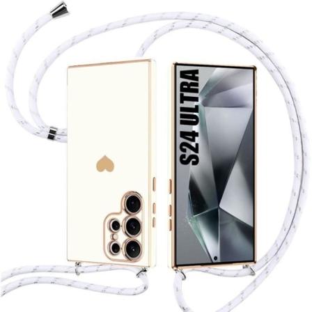 Ledningsetui til Samsung Galaxy S24 Ultra, stødsikkert hjertemønster anti-ridse blødt - hvid Vit