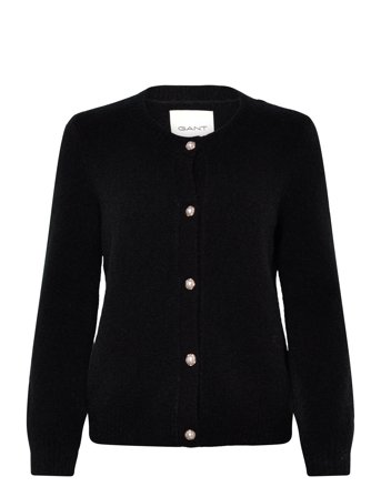 GANT Boucle C-Neck Cardigan - Black - M