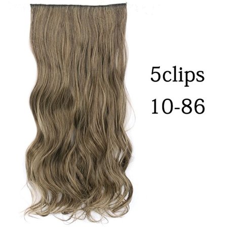 Syntetisk 22 32 tum 5 Clips Hårförlängning Värmebeständig falska hårstycken Långa vågiga frisyrer Clip In Hair Extensions