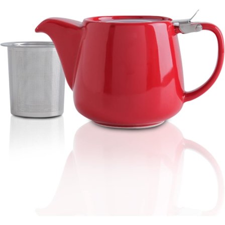 Porcelæns Tekande med SLS-lås og Aftagelig Infuser, 550ml/18.6oz Keramisk Stubbe Tekande til Blomstrende & Løst Blad Te