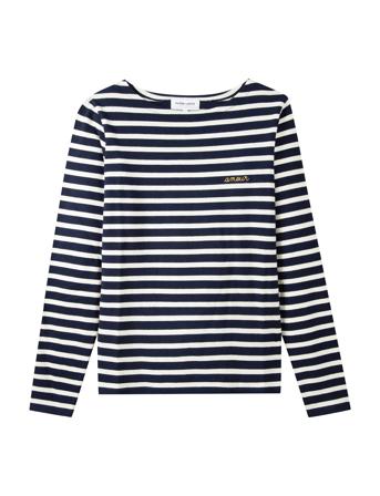 Colombier Amour /Gots T-shirts & Tops Long-sleeved Marineblå Maison Labiche Paris*Betinget Tilbud