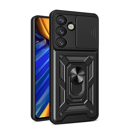 Hybrid Armor Camshield-etui med stativ og kameradæksel til Realme P3 Pro 5G - Sort