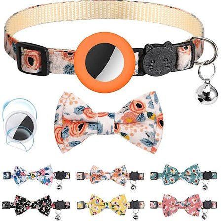 Airtag Skyddsfodral Personligt Hund Katt Halsband Med Fluga Kattunge Halsband[YJD]