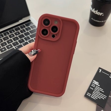 Skal för iPhone 17promax Burgundy Step Kamera Silikon Fulltäckande Enfärgad
