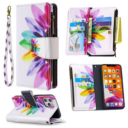 Etui til Samsung NOTE20 Solsikke Malt glidelåspose multifunksjonell lommebok skinn kortspor