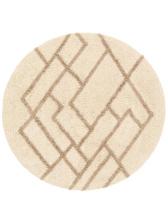 Riviera Bath Mat Round Ø 90 Beige/Natural White Cotton Washable