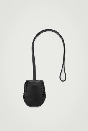 COS Men's Whip-Stitched Leather Lanyard in Black