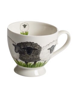 Tekop Får med håndtegnet med motiv Hvid