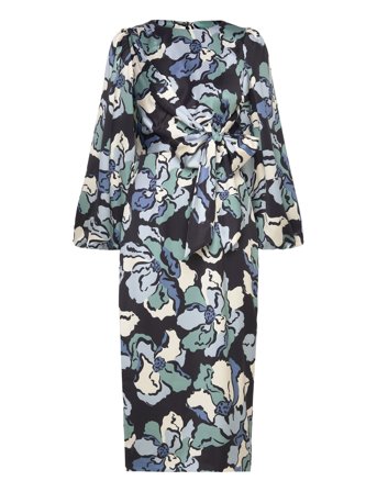 Malina | Serina Wrap Detailed Satin Midi Dress | XS