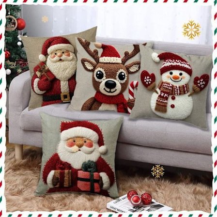 Decorative Christmas Pillow Covers 4-Pack Sofa Living Room Festive Home Decor