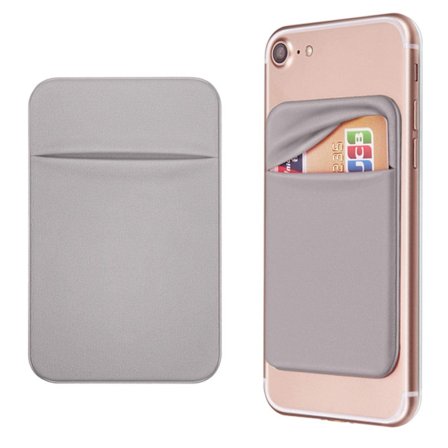 Mobil Ficka Självhäftande Korthållare Plånboksfodral med 3M Tejp RFID Kort ID Kreditkort Bankkortshållare 2-pack (Grå)_xx