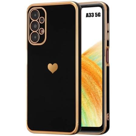 Fodral till Samsung Galaxy A33 5G Hjärtmönster TPU Stötsäkert Mjuk Anti-Scratch Svart Svart