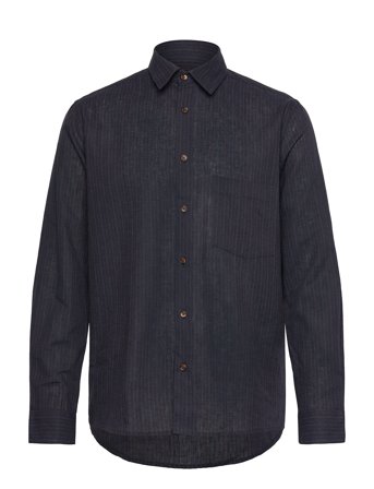 Cotton Linen Sune Stripe Shirt Black Mads Nørgaard