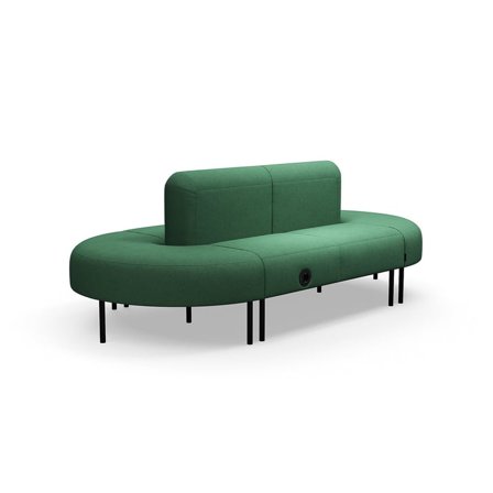 Soffa VARIETY, stängd sweep, USB-C/220V-uttag, tyg Blues CSII, grönturkos