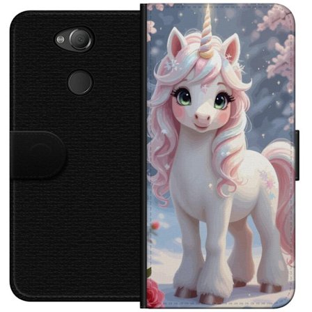 Kompatibelt Lommeboketui til Sony Xperia XA2 Minimalistisk glitchtypografi med teksten cute but psycho i neonlignende fargeeffekt