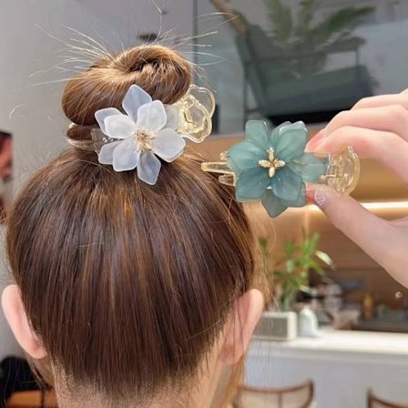 Kvinnors blomma akryl hår klor klämmor hårklämmor stift hästsvans H