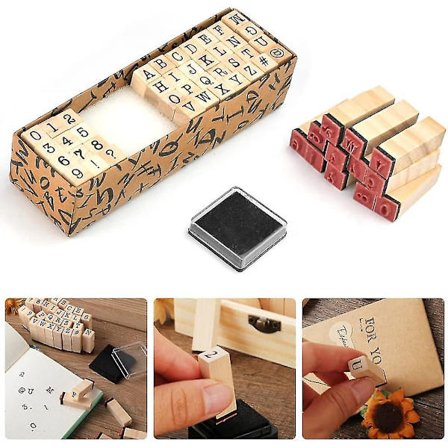 40 stk. Alfabetiske Stempel Vintage Træ Gummi Bogstav Tal Og Symbol Stempel Sæt Til DIY Håndværk Kort, Scrapbooking