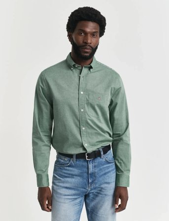 GANT Reg Classic Poplin Shirt - Green - XXXL