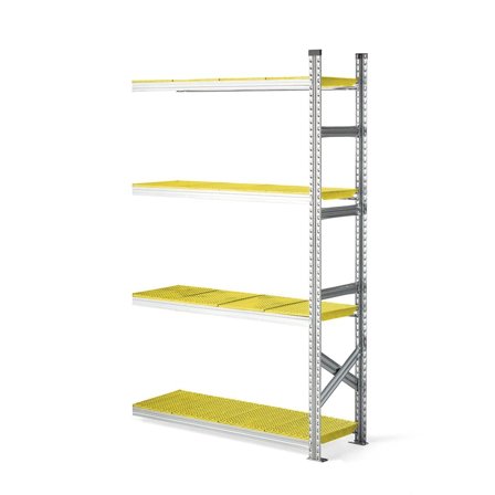 Fødevarereol TRANSFORM, påbygningssektion, 1972x1200x400 mm, gule hylder